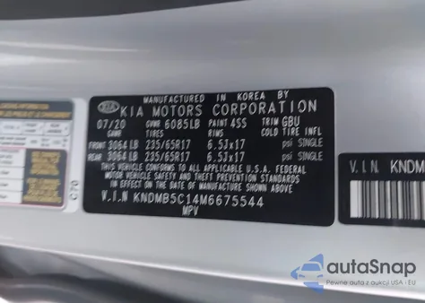 2021 Kia Sedona Lx из США, поврежденный, VIN KNDMB5C14M6675544